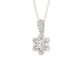 14K WHITE GOLD 1.00CT ROUND/BAGUETTE/HEZAGON STEP CUT DIAMOND LADIES PENDANT