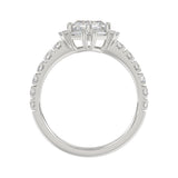 14K WHITE GOLD 1 3/4CT ROUND/BAGUETTE/HEZAGON STEP CUT DIAMOND LADIES RING
