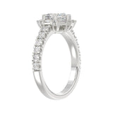 14K WHITE GOLD 1 3/4CT ROUND/BAGUETTE/HEZAGON STEP CUT DIAMOND LADIES RING
