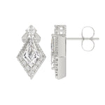 14K WHITE GOLD 1 1/4CT ROUND/KITE STEP CUT DIAMOND LADIES EARRINGS