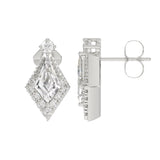 14K WHITE GOLD 1 1/4CT ROUND/KITE STEP CUT DIAMOND LADIES EARRINGS