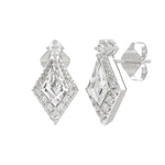 14K WHITE GOLD 1 1/4CT ROUND/KITE STEP CUT DIAMOND LADIES EARRINGS