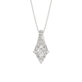 14K WHITE GOLD 1.00CT ROUND/BAGUETTE/KITE STEP CUT DIAMOND LADIES PENDANT