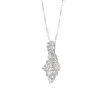 14K WHITE GOLD 1.00CT ROUND/BAGUETTE/KITE STEP CUT DIAMOND LADIES PENDANT