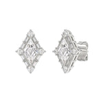 14K WHITE GOLD 1 1/4CT ROUND/BAGUETTE/KITE STEP CUT DIAMOND LADIES EARRINGS