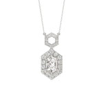 14K WHITE GOLD  1 1/2CT ROUND/HEZAGON DIAMOND STEP CUT DIAMOND LADIES PENDANT