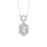14K WHITE GOLD  1 1/2CT ROUND/HEZAGON DIAMOND STEP CUT DIAMOND LADIES PENDANT