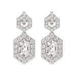 14K WHITE GOLD 2 1/4CT ROUND/KITE STEP CUT DIAMOND LADIES EARRINGS