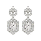 14K WHITE GOLD 2 1/4CT ROUND/KITE STEP CUT DIAMOND LADIES EARRINGS