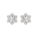 14K WHITE GOLD 1 1/4CT ROUND/BAGUETTE/HEZAGON STEP CUT DIAMOND LADIES EARRINGS