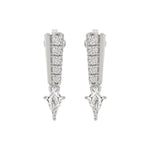 14K WHITE GOLD 3/4CT ROUND/KITE STEP CUT DIAMOND LADIES EARRINGS