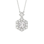 14K WHITE GOLD 1 1/2CT ROUND/HEXAGON DIAMOND LADIES PENDANT