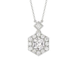 14K WHITE GOLD 1 1/2CT ROUND/HEXAGON DIAMOND LADIES PENDANT