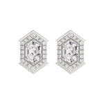 14K WHITE GOLD 1 1/4CT ROUND/HEXAGON DIAMOND LADIES EARRINGS