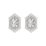 14K WHITE GOLD 1 1/4CT ROUND/HEXAGON DIAMOND LADIES EARRINGS