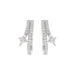 14K WHITE GOLD 3/4CT ROUND/LOZENGE DIAMOND LADIES HOOP EARRINGS