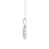 14K WHITE GOLD 1.00CT ROUND/BAGUETTE/KITE DIAMOND LADIES PENDANT WITH CHAIN