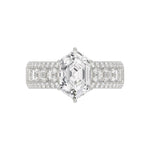 14K WHITE GOLD 3 1/2CT ROUND/BAGUETTE/HEXAGON DIAMOND LADIES RING