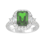 14K WHITE GOLD 4 1/2CT ROUND/EMERALD DIAMOND LADIES RING (CENTER STONE GREEN EMERALD DIAMOND 3CT)