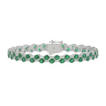 14K WHITE GOLD 8.00CT BAGUETTE/ROUND DIAMOND LADIES BRACELET (GREEN EMERALD ROUND DIAMOND 6 5/8CT)