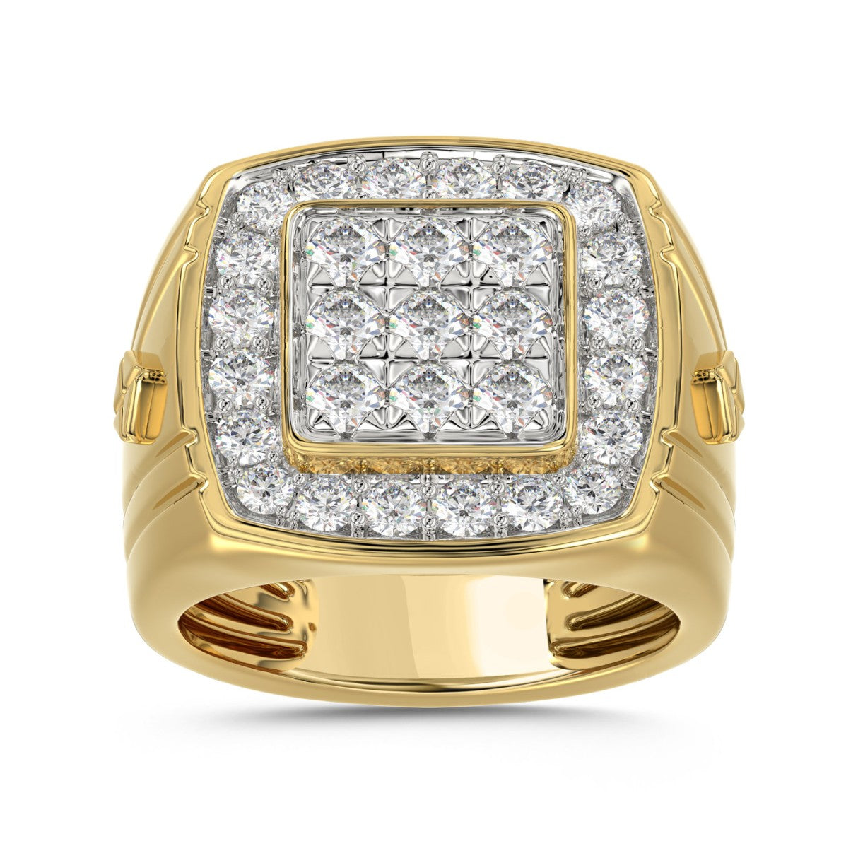 10K YELLOW GOLD 2.00CT ROUND DIAMOND MEN'S RING