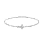 9K WHITE GOLD 1/6CT ROUND DIAMOND LADIES BANGLE