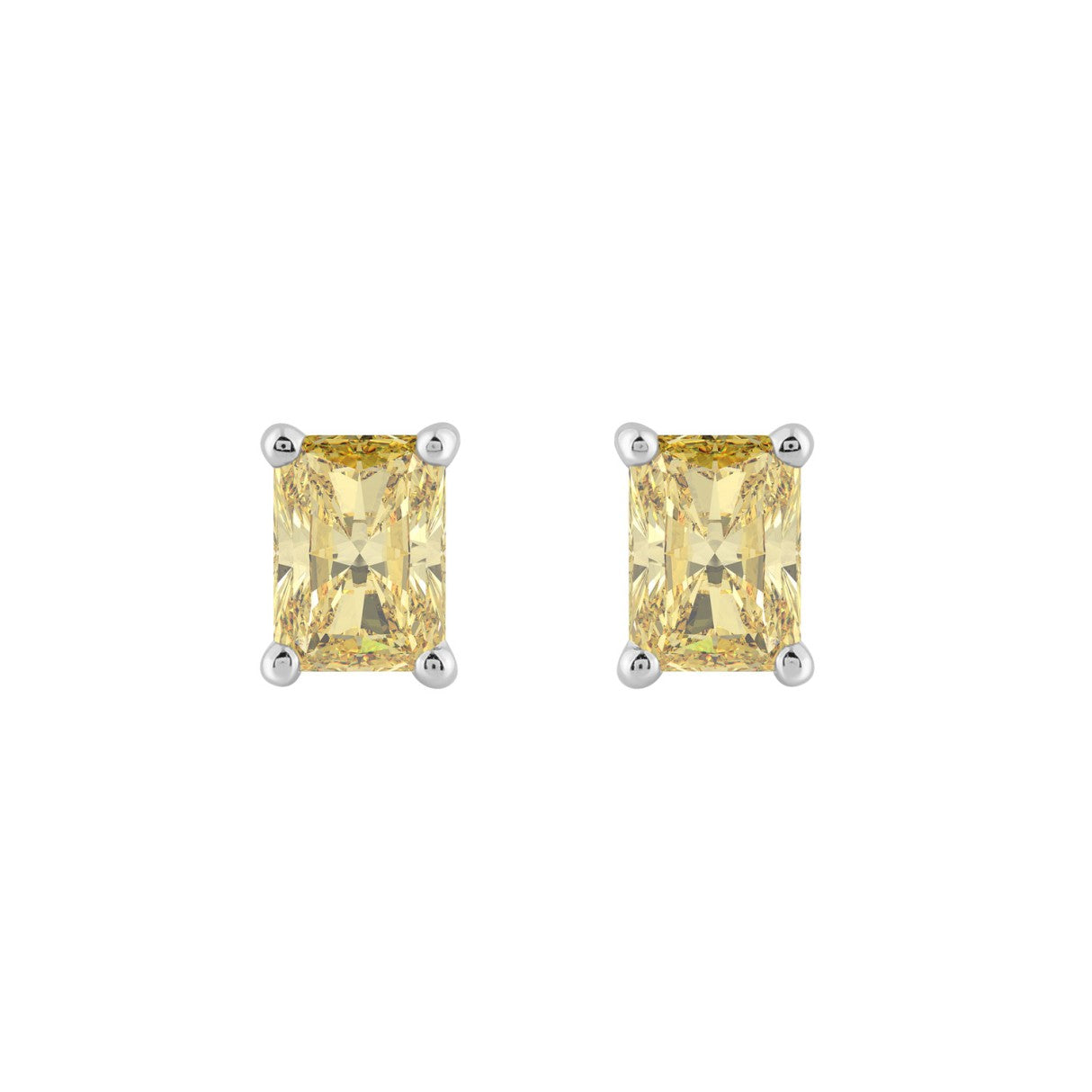 14K WHITE GOLD 1.00CT YELLOW RADIANT DIAMOND LADIES EARRINGS