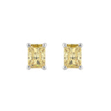 14K WHITE GOLD 1.00CT YELLOW RADIANT DIAMOND LADIES EARRINGS