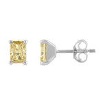 14K WHITE GOLD 1.00CT YELLOW RADIANT DIAMOND LADIES EARRINGS