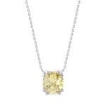 14K WHITE GOLD 1.00CT YELLOW CUSHION DIAMOND LADIES PENDANT