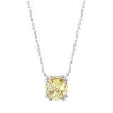 14K WHITE GOLD 1.00CT YELLOW CUSHION DIAMOND LADIES PENDANT