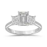 14K WHITE GOLD 2 5/8CT EMERALD/PRINCESS DIAMOND LADIES RING (CENTER STONE EMERALD DIAMOND 1 1/2CT)