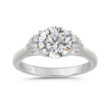 14K WHITE GOLD 2 5/8CT ROUND/HALFMOON DIAMOND LADIES RING (CENTER STONE ROUND DIAMOND 2CT)