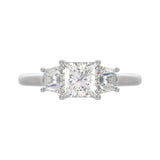 14K WHITE GOLD 1 3/4CT PRINCESS/TRAPEZOID DIAMOND LADIES RING (CENTER STONE PRINCESS DIAMOND 1 1/4CT)