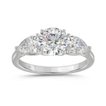 14K WHITE GOLD 2 1/3CT ROUND/PEAR DIAMOND LADIES RING (CENTER STONE ROUND DIAMOND 1 1/4CT)