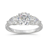 14K WHITE GOLD 2 1/3CT ROUND/PEAR DIAMOND LADIES RING (CENTER STONE ROUND DIAMOND 1 1/4CT)