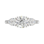14K WHITE GOLD 2 1/3CT ROUND/PEAR DIAMOND LADIES RING (CENTER STONE ROUND DIAMOND 1 1/4CT)