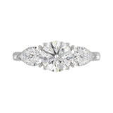 14K WHITE GOLD 2 1/3CT ROUND/PEAR DIAMOND LADIES RING (CENTER STONE ROUND DIAMOND 1 1/4CT)