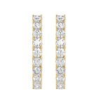 LADIES HOOP EARRINGS 7CT ROUND DIAMOND 14K YELLOW GOLD