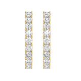 LADIES HOOP EARRINGS 7CT ROUND DIAMOND 14K YELLOW GOLD