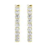 LADIES HOOP EARRINGS 3CT ROUND DIAMOND 14K YELLOW GOLD