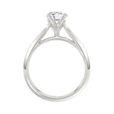 LADIES SOLITAIRE RING 1CT ROUND DIAMOND 14K WHITE GOLD